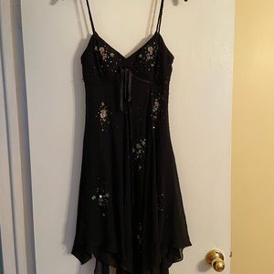 Black silk dress with beaded accents size 6